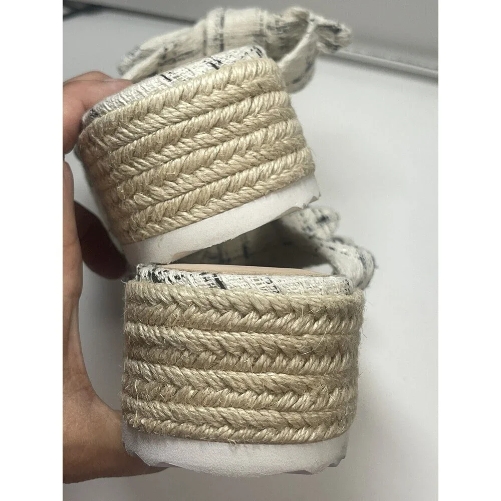 Stuart Weitzman Bandeau Tweed Bow Espadrille Sandal Sz 8.5 New W/O Tag